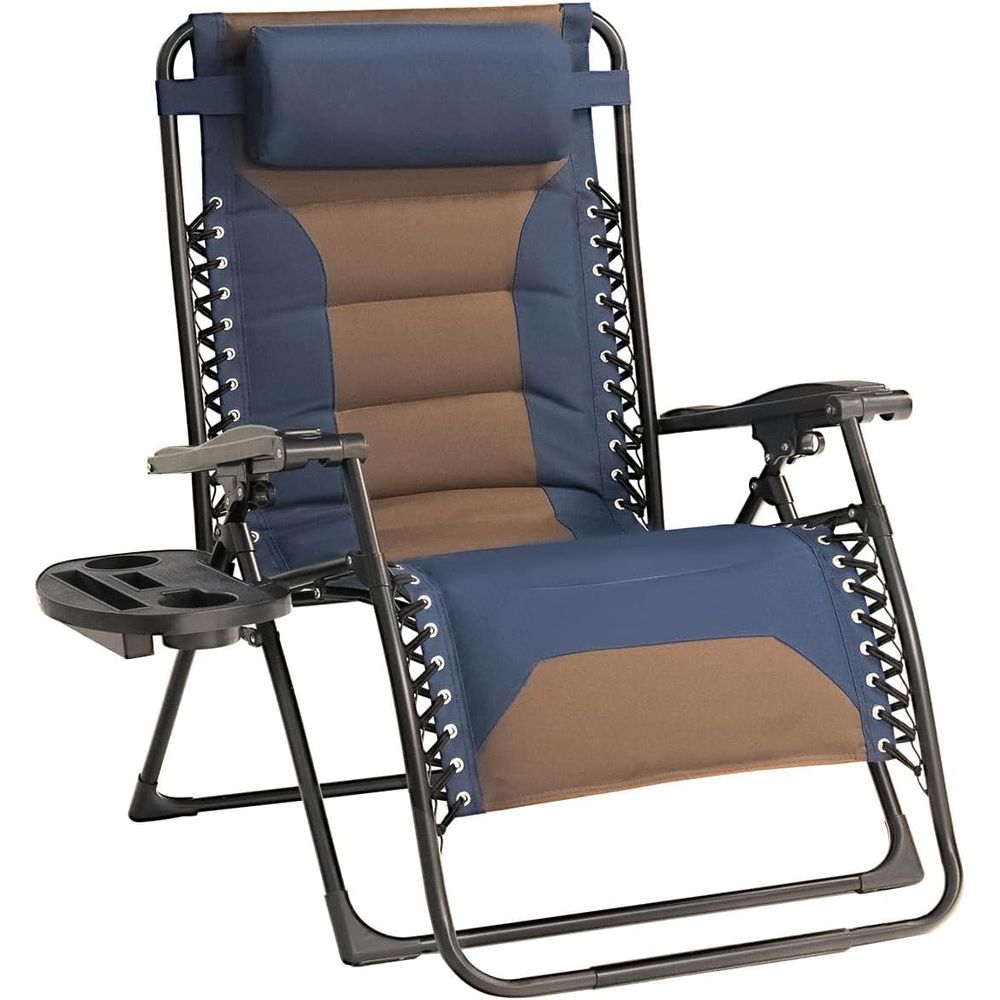 Outdoor Camping Recliner - Oversized Padded Recliner Chair with Adjustable