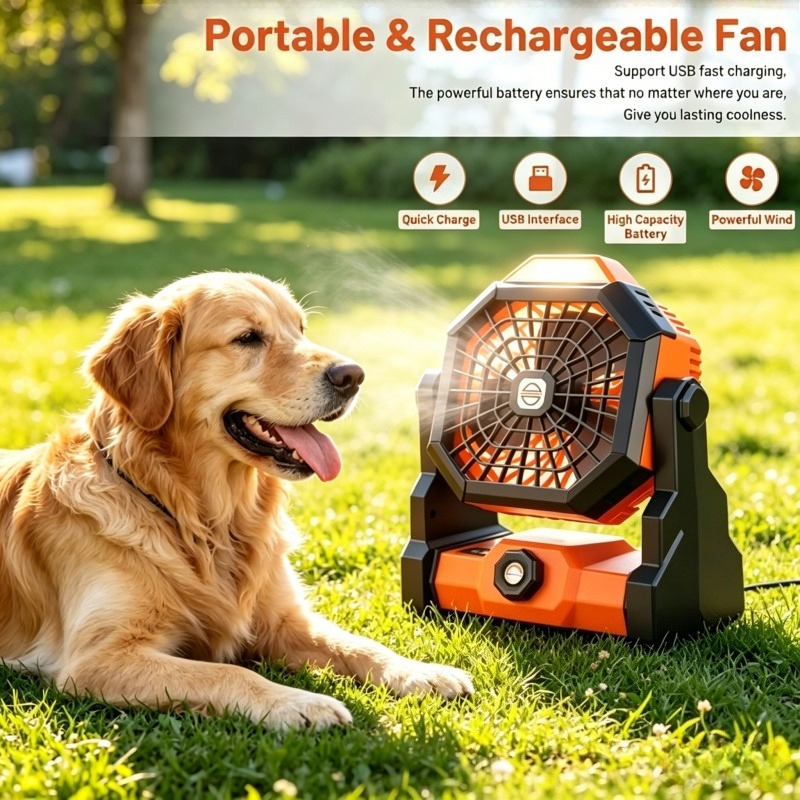 Outdoor Camping Fans - 7800mAh Portable Rechargeable Camping Fan with
