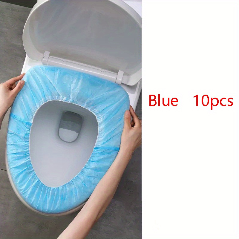 Portable Camp Toilet - 10Pcs Blue Disposable Toilet Seat Covers