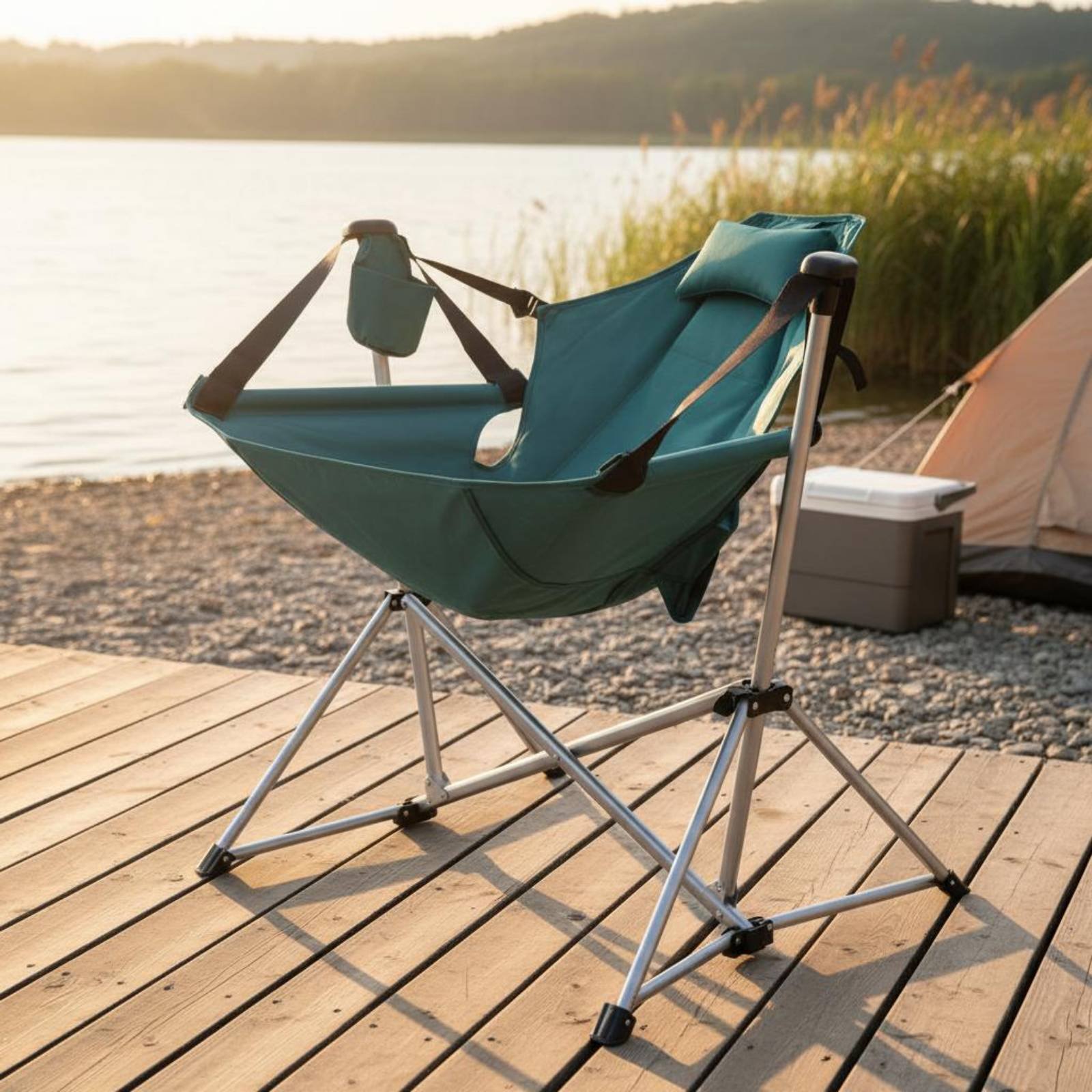 Outdoor Camping Recliner - Folding Rocking Chair Foldable Reclining Outdoor