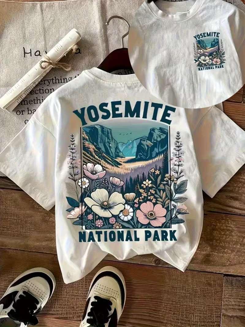 Outdoor Camping Yosemite - Yosemite National Park Wildflower Mountain Graphic