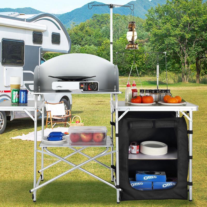 Camping Kitchen Table, Folding - Outdoor Camping Kitchen Setup recensione e prezzo