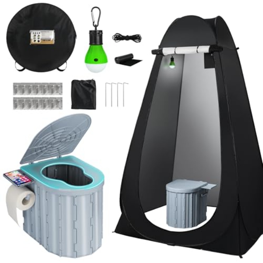 Portable Camping Toilet with P - Outdoor Camping Toilet Tent recensione e prezzo