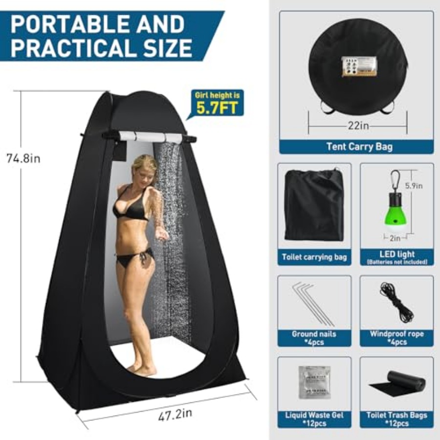 Portable Camping Toilet with P - Outdoor Camping Toilet Tent recensione e prezzo