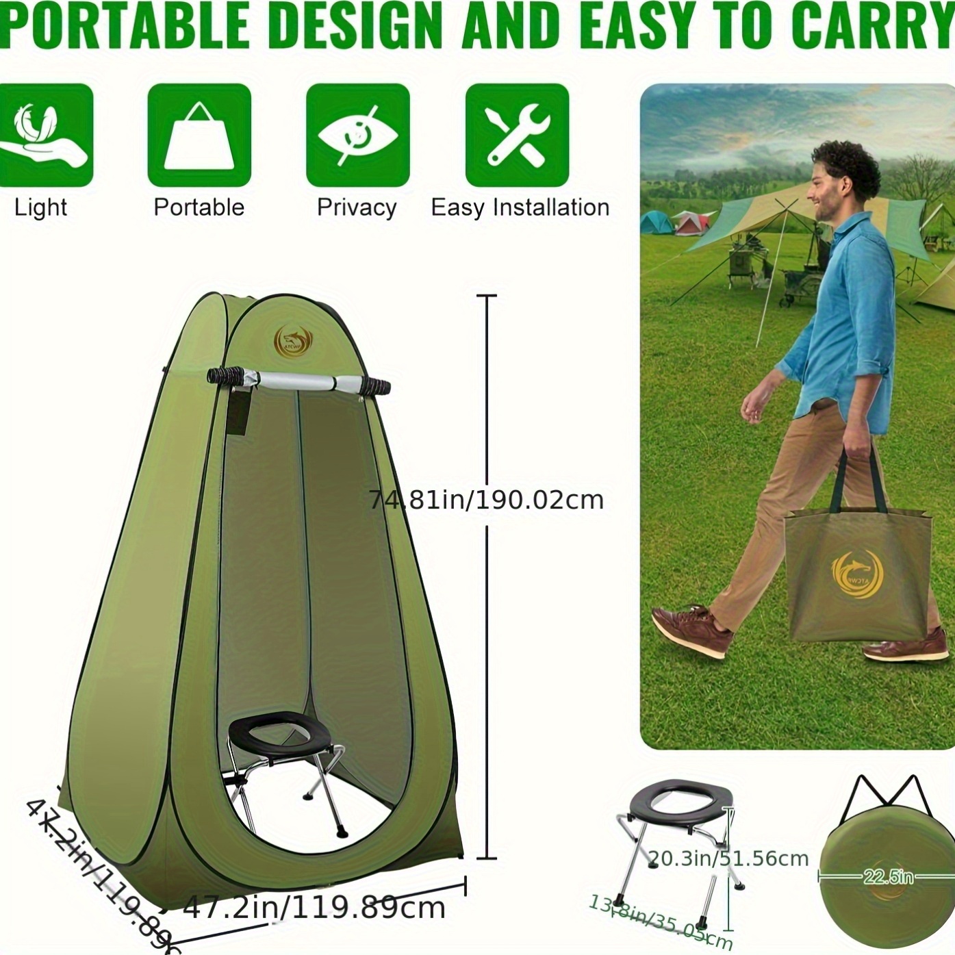 Portable Toilet Tent Kit For A - Outdoor Camping Toilet Tent recensione e prezzo