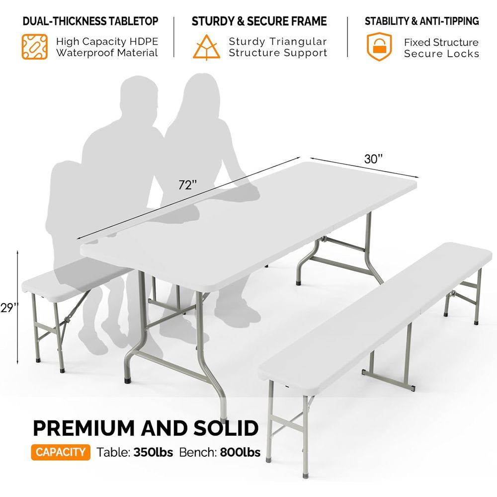 White olding Picnic Table Set  - Camping Outdoor Or Indoor recensione e prezzo