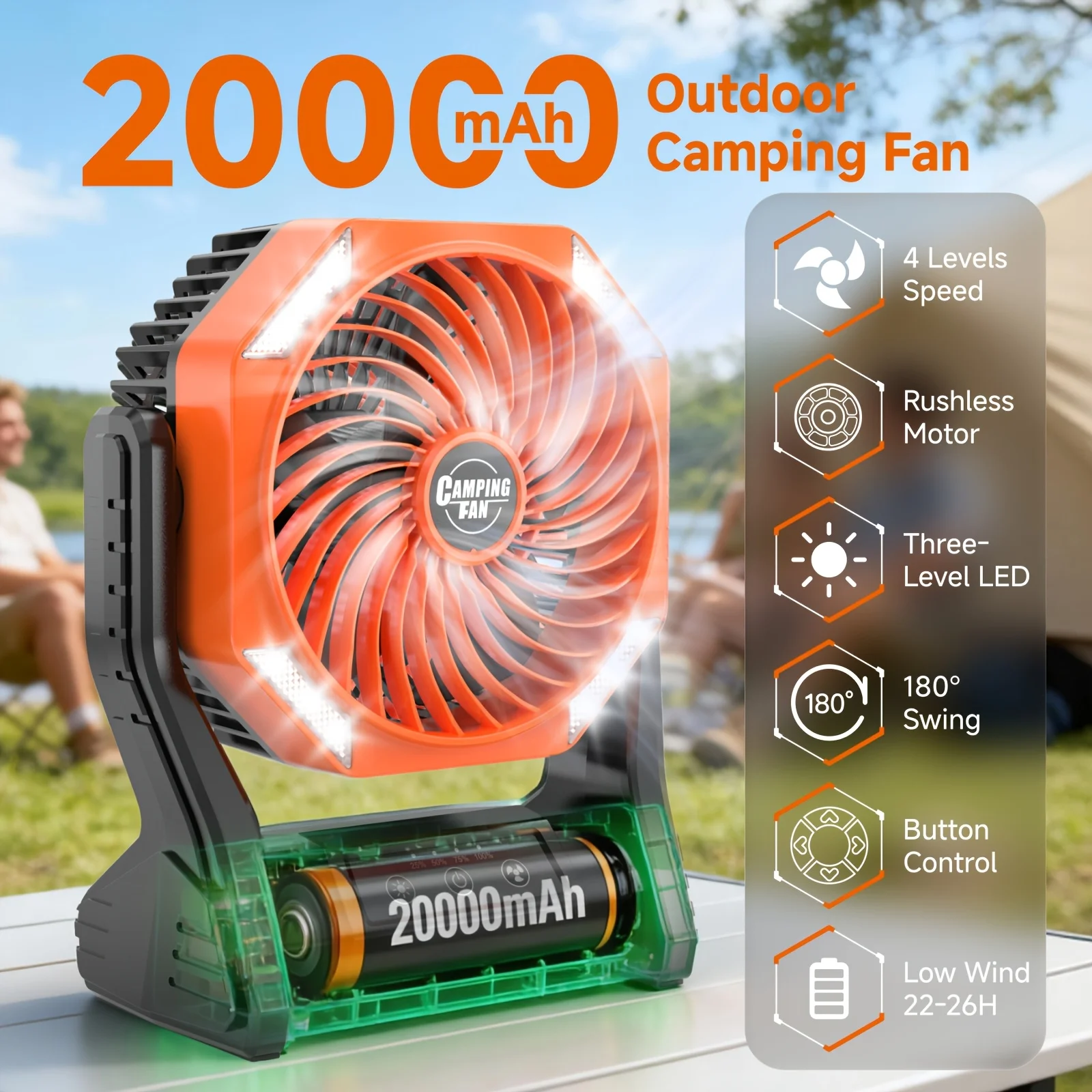 DDHOME 20000mAh Camping Fan wi - Outdoor Camping Fans recensione e prezzo