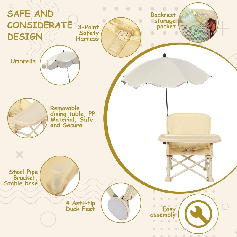 Baby Outdoor Beach Chair with  - Outdoor Camping Umbrella recensione e prezzo