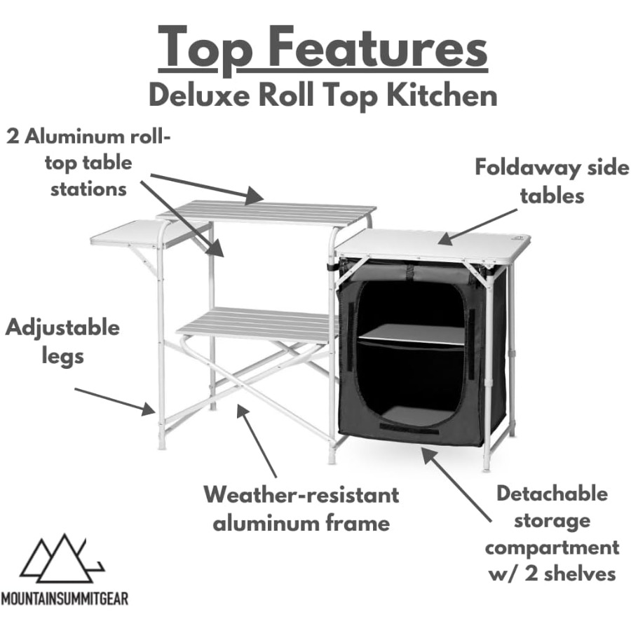 Deluxe Roll Top Kitchen Table  - Outdoor Camping Kitchen Setup recensione e prezzo