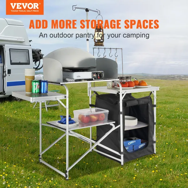 Camping Kitchen Table, Folding - Outdoor Camping Kitchen Setup recensione e prezzo