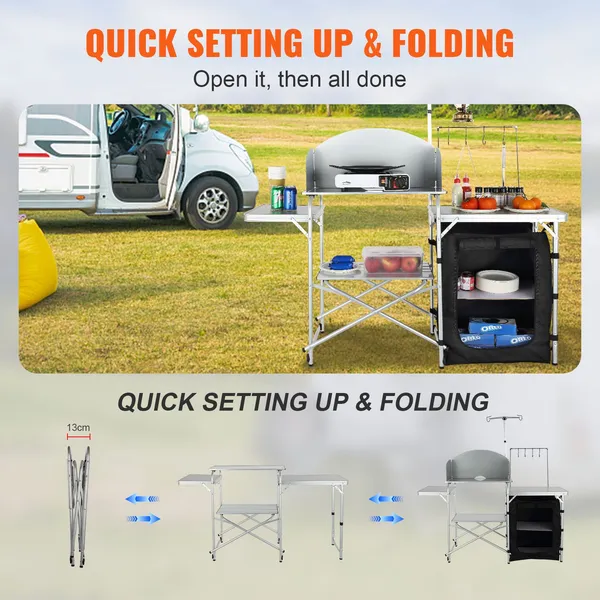 Camping Kitchen Table, Folding - Outdoor Camping Kitchen Setup recensione e prezzo
