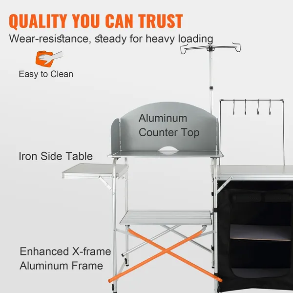 Camping Kitchen Table, Folding - Outdoor Camping Kitchen Setup recensione e prezzo