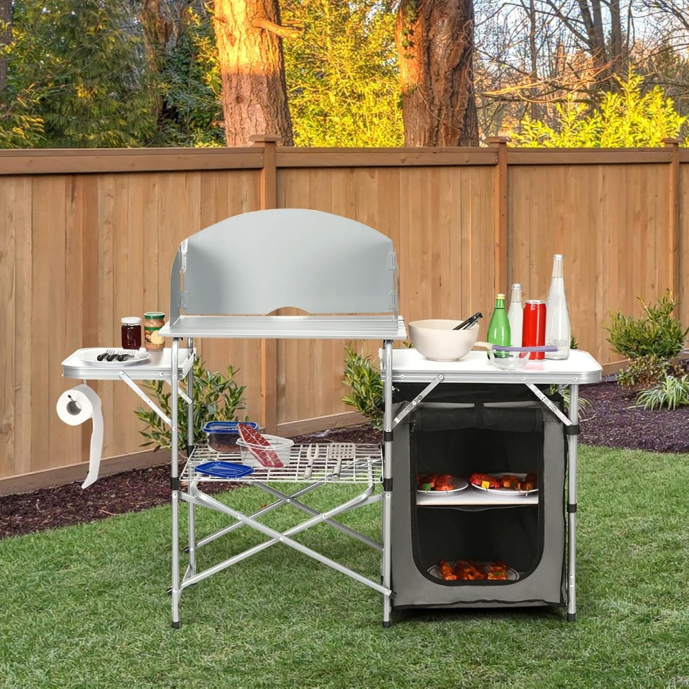 Folding Camping Kitchen Table, - Outdoor Camping Kitchen Setup recensione e prezzo