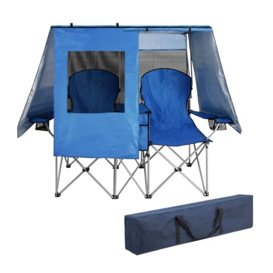 Double Camping Chair with Cano - Outdoor Camping Umbrella recensione e prezzo
