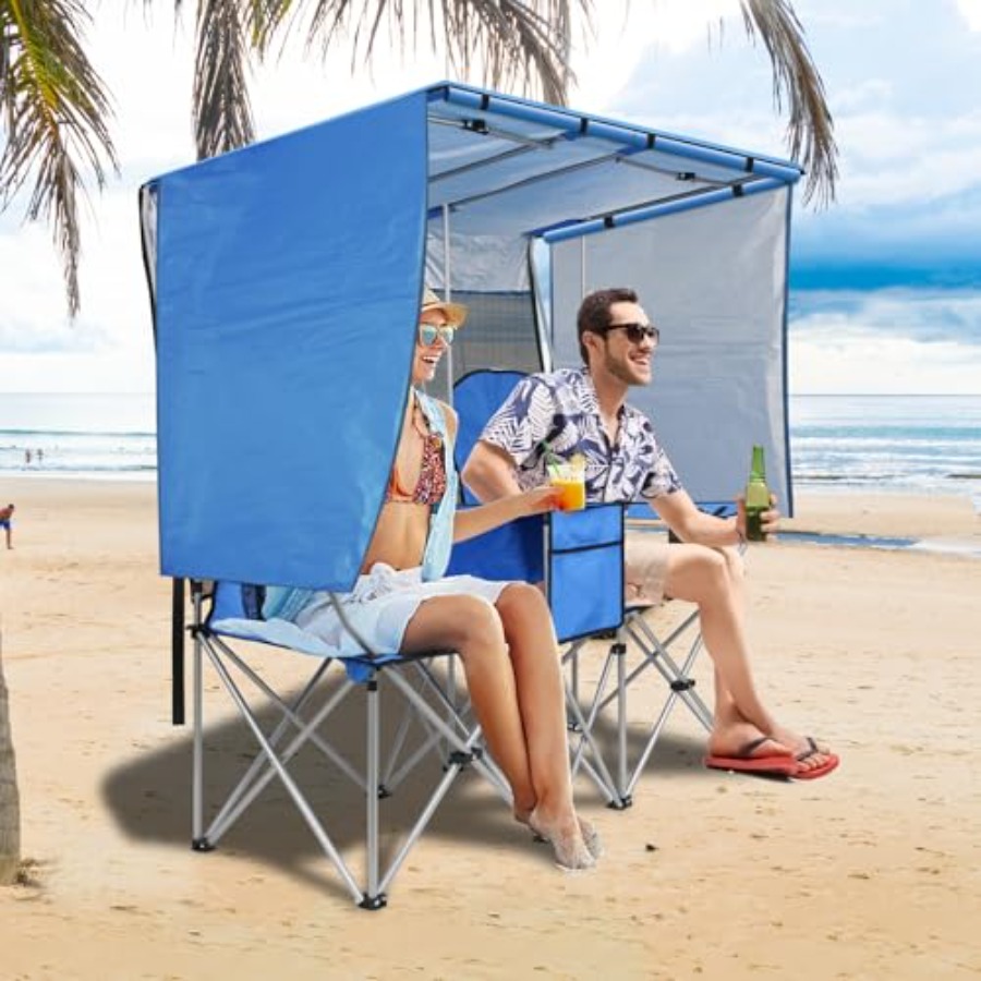 Double Camping Chair with Cano - Outdoor Camping Umbrella recensione e prezzo
