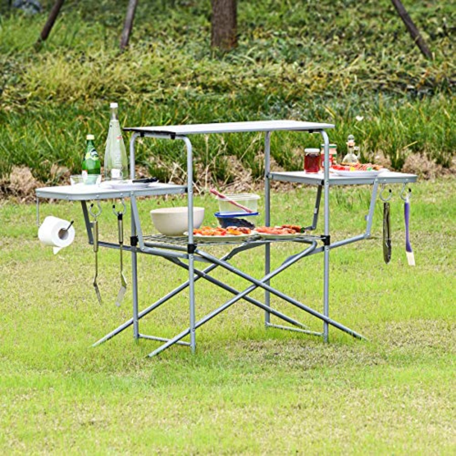 Folding Grill Table with 26''  - Outdoor Camping Kitchen Setup recensione e prezzo