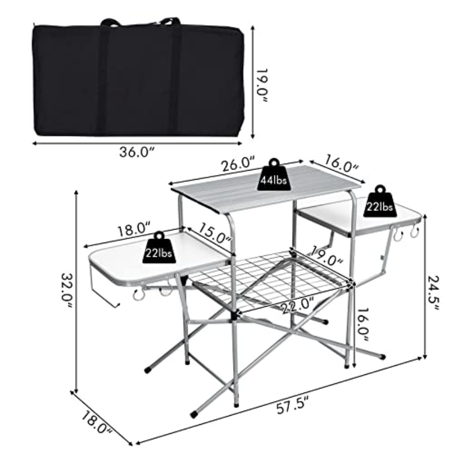 Folding Grill Table with 26''  - Outdoor Camping Kitchen Setup recensione e prezzo