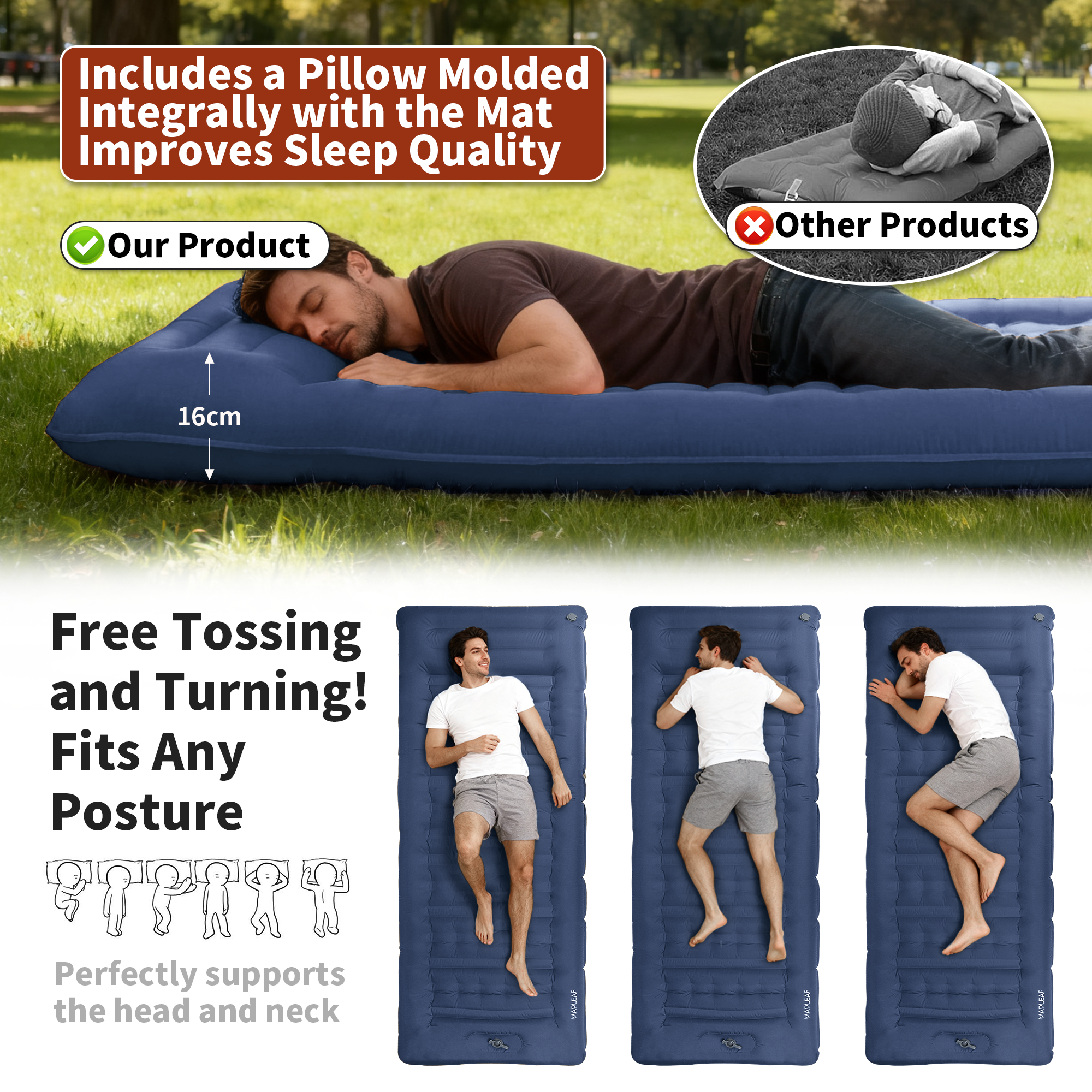 MAPLEAF 12cm Air Mattress Camp - Outdoor Camping Carpet recensione e prezzo