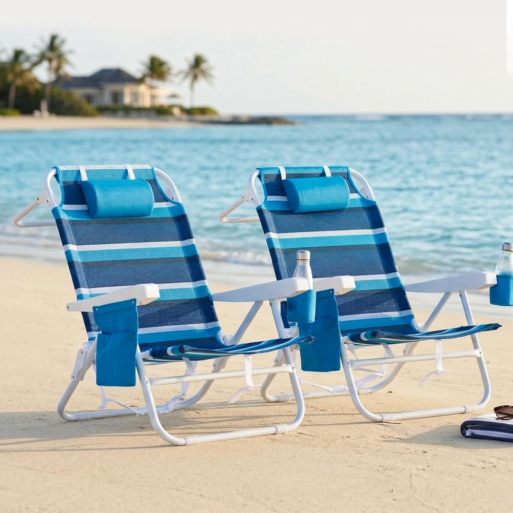 2-Piece Reclining Beach Chairs - Outdoor Camping Recliner recensione e prezzo